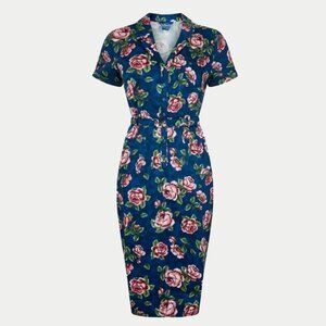 NWT Collectif Caterina Bloom Floral Wiggle Pencil Dress XS UK 8 US 4